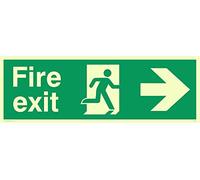 Viking segni sb430-l31-p "Fire exit" Sign, Right Arrow, semirigida photo Luminescent plastica, 100 mm altezza x 300 mm larghezza