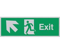 Viking segni sb436-l31-s "exit Sign, Left Up Arrow, rigida plastica argento, 100 mm altezza x 300 mm larghezza