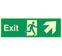 Viking segni sb438-l31-p "exit Sign, Right Up Arrow, semirigida photo Luminescent plastica, 100 mm altezza x 300 mm larghezza