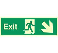 Viking segni sb441-l41-pv "exit Sign, Right Down Arrow, Photo Luminescent sticker, 150 mm altezza x 450 mm larghezza