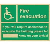 Viking segni sd961-a5l-g "Fire evacuazione per sedia a rotelle Sign, oro rigido in plastica, 150 mm altezza x 200 mm larghezza