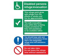 Viking segni sd962-a4p-1 m "disabili rifugio evacuazione" Sign, 1 mm in plastica semirigida, 300 mm altezza x 200 mm larghezza