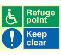 Viking segni sd964-a5l-pv disabilità "rifugio punto Keep Clear" Sign, Photo Luminescent sticker, 150 mm altezza x 200 mm larghezza