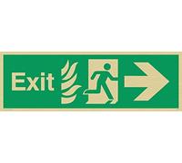 Viking segni sg690-l31-g Fire "exit Sign, Right Arrow, oro rigido in plastica, 100 mm altezza x 300 mm larghezza