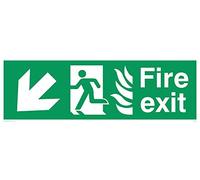 Viking segni sg697-l31 - 1 m "Fire exit running Man Left Angel Down Arrow Sign, 1 mm in plastica semirigida, 100 mm altezza x 300 mm larghezza