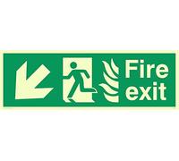 Viking segni sg697-l41-p "Fire exit running Man Left Angel Down Arrow Sign, semirigida Fotoluminescenti plastica, 150 mm altezza x 450 mm larghezza