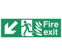 Viking segni sg697-l62 - 3D "Fire exit running Man Left Angel Down Arrow Sign, 3 mm PVC rigido doppio, 200 mm altezza x 600 mm larghezza