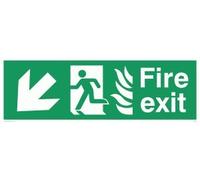 Viking segni sg697-l62-v "Fire exit running Man Left Angel Down Arrow Sign, vinile, 200 mm altezza x 600 mm larghezza