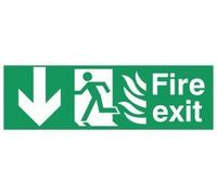 Viking segni sg698-l41 - 1 m "Fire exit running Man Left Down Arrow Sign, 1 mm in plastica semirigida, 150 mm altezza x 450 mm larghezza