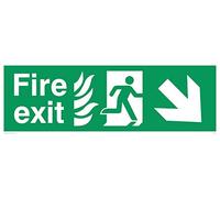 Viking segni sg699-l62 - 3 m "Fire exit running Man Right Angel Down Arrow Sign, 3 mm, in plastica, 200 mm altezza x 600 mm larghezza