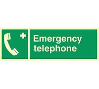 Viking segni sv411-l31-p "Emergency Telephone" Sign, semirigida Fotoluminescenti plastica, 100 mm altezza x 300 mm larghezza