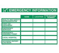 Viking segni sx470-a4l-1 m informazioni di emergenza "Nome, location, numero di telefono" Sign, 1 mm in plastica semirigida, 200 mm altezza x 300 mm larghezza