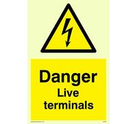 Viking segni terminali we92-a6p-p pericolo "Live" Sign, semirigida Fotoluminescenti plastica, 150 mm altezza x 100 mm larghezza