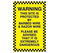 Viking segni wc509-a2p-1 m "attenzione questo sito è protetto da filo spinato & Razor Wire si consiglia che è molto pericoloso" Sign, 1 mm in plastica semirigida, 600 mm altezza x 400 mm larghezza
