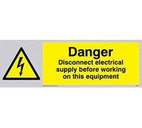 Viking segni we74-l15-s "pericolo scollegare alimentazione elettrica prima di lavorare su questa attrezzatura" Sign, rigido in plastica color argento, 50 mm altezza x 150 mm larghezza
