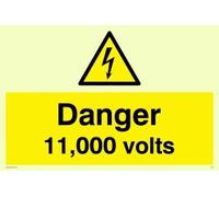 Viking segni we81-a6l-p Sign "pericolo 11000 Volt, semirigida Fotoluminescenti plastica, 100 mm altezza x 150 mm larghezza