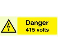 Viking segni we83-l31-p "pericolo 415 Volt" Sign, semirigida Fotoluminescenti plastica, 100 mm altezza x 300 mm larghezza