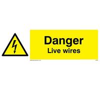 Viking segni we91-l15 - 3 m "danger Live Wires Sign, 3 mm, in plastica, 50 mm altezza x 150 mm larghezza