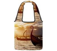 Viking Ships on the Water Tote Bags - Borsa a tracolla da donna, grande, riutilizzabile, per scuola, lavoro, ufficio, viaggi, shopping, stile casual