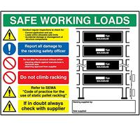 Viking Signs Cartello CV5196-A5L-V "Safe Working Load Racking", in vinile/adesivo, 200 mm di altezza x 150 mm di larghezza, rosso|nero|verde|giallo