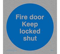 Viking Signs Cartello MA212-S85-MS "Fire Door Keep Locked Shut", in acciaio inox di grado marino, 85 mm x 85 mm