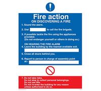 Viking Signs MF325-A5P-V Cartello "Fire Action On Discovering A Fire", vinile, 200 mm altezza x 150 mm larghezza