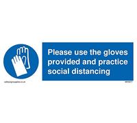 Viking Signs Please use the gloves provided and practice social distancing sign - plastica rigida 3 mm
