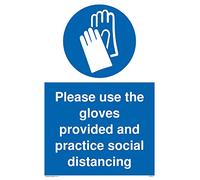 Viking Signs Please use the gloves provided and practice social distancing sign - plastica semirigida 1 mm