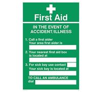 Viking Signs SX465-A4P-V Cartello poster "First Aid In The Event Of Accident/Illness", vinile, 300 mm H x 200 mm W