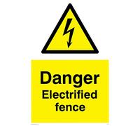 Viking Signs WE77-A2P-1M Cartello "Danger Electrified Fence", plastica semirigida da 1 mm, 600 mm di altezza x 400 mm di larghezza