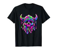 Viking Skull Helmet Ice Cream Drippy Liquido di fusione Colorato Maglietta