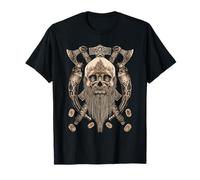 Viking Skull with Beard - Viking Axe - Viking Drinking Horn Maglietta