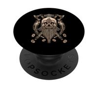 Viking Skull with Beard - Viking Axe - Viking Drinking Horn PopSockets PopGrip Adesivo
