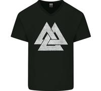 Viking Valknut Simbolo Norreno Mitologia Thor Uomo Scollo A V Cotone T-Shirt