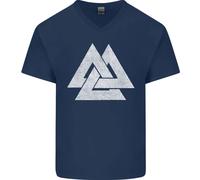Viking Valknut Simbolo Norreno Mitologia Thor Uomo Scollo A V Cotone T-Shirt