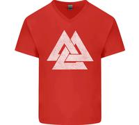 Viking Valknut Simbolo Norreno Mitologia Thor Uomo Scollo A V Cotone T-Shirt