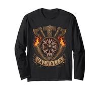 Viking Vegvisir Valhalla Norse Mythology - Urnes Style Fire Maglia a Manica