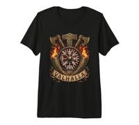 Viking Vegvisir Valhalla Norse Mythology - Urnes Style Fire Maglietta Premium