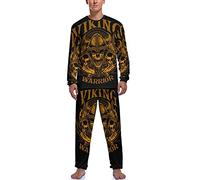 Viking Warrior - Set pigiama morbido da uomo, a maniche lunghe, con top e slip