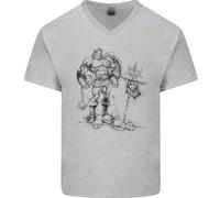Viking Warrior Teschio Thor Odin Valhalla Mma Uomo Scollo A V Cotone T-Shirt