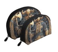 Viking Warrior - Trousse da viaggio con stampa 3D, 2 pezzi, portatile, da viaggio, bianco, Taglia unica