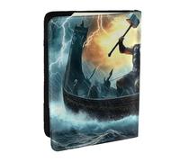 Viking Warriors and Dragons - Custodia per passaporto, da viaggio, in pelle PU, per uomini e donne, 16,5 cm, Nero , Taglia unica