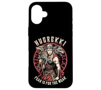 Viking Woman Shield Maiden Courage Hugrekki Vecchio lupo norreno Custodia per iPhone 16 Plus