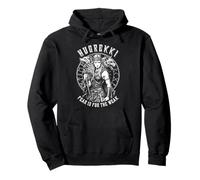 Viking Woman Shield Maiden Courage Hugrekki Vecchio Lupo norreno Felpa con Cappuccio