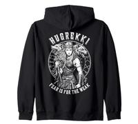 Viking Woman Shield Maiden Courage Hugrekki Vecchio Lupo norreno Felpa con Cappuccio