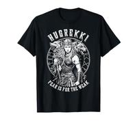 Viking Woman Shield Maiden Courage Hugrekki Vecchio Lupo norreno Maglietta