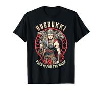 Viking Woman Shield Maiden Courage Hugrekki Vecchio Lupo norreno Maglietta