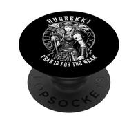 Viking Woman Shield Maiden Courage Hugrekki Vecchio lupo norreno PopSockets PopGrip Adesivo