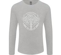 Viking Yggdrasil Tree Mitologia Norrena Thor Uomo Manica Lunga T-Shirt
