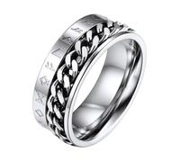 Vikings - Anello da uomo 56 in acciaio inossidabile, anelli rotanti vichinghi, runa, gioielli antistress, regalo di compleanno, festa del papà per uomini e ragazzi, 56.5, Metallo, Nessuna pietra